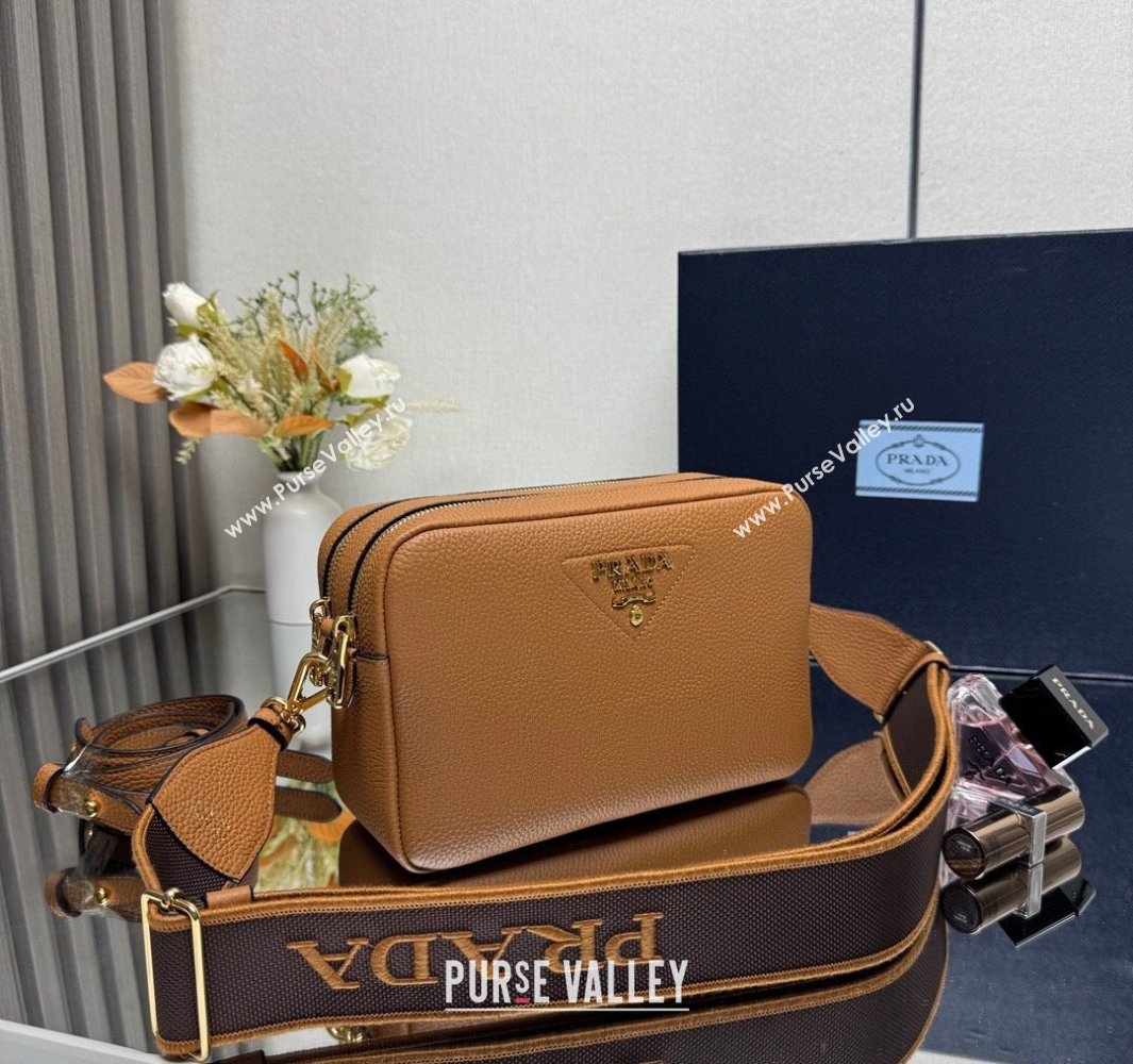 Prada Small leather shoulder bag 1BH082 Caramel Brown 2025 (YZ-250521001)