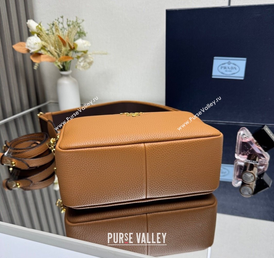 Prada Small leather shoulder bag 1BH082 Caramel Brown 2025 (YZ-250521001)