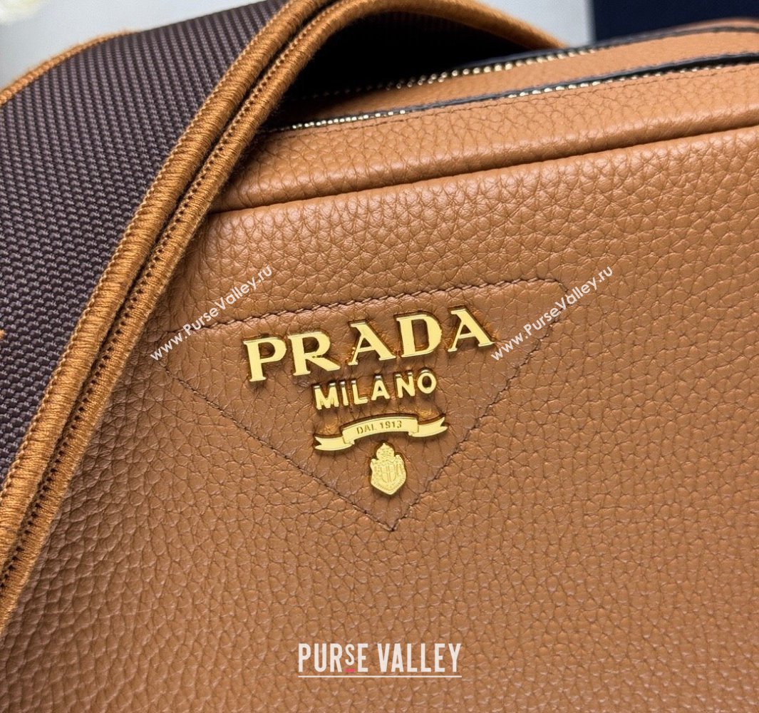 Prada Small leather shoulder bag 1BH082 Caramel Brown 2025 (YZ-250521001)