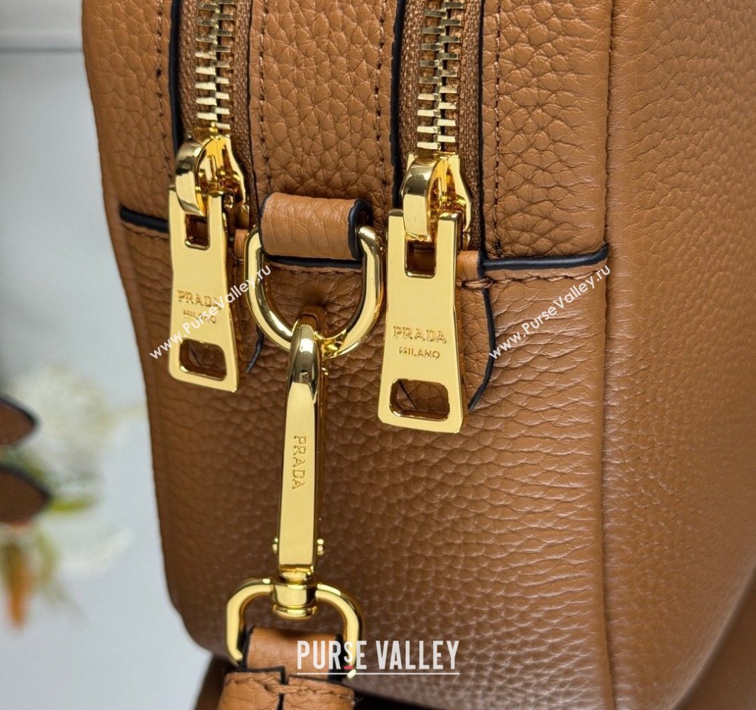 Prada Small leather shoulder bag 1BH082 Caramel Brown 2025 (YZ-250521001)