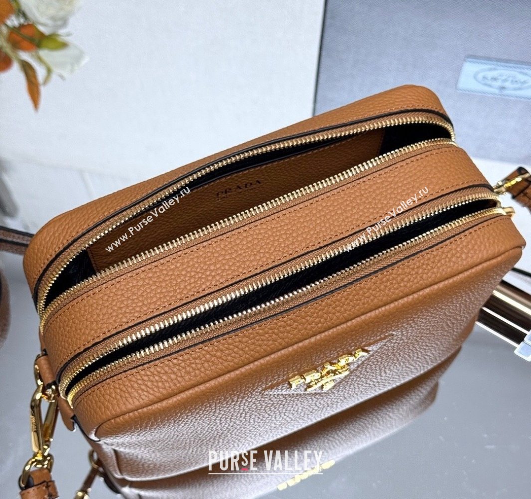 Prada Small leather shoulder bag 1BH082 Caramel Brown 2025 (YZ-250521001)