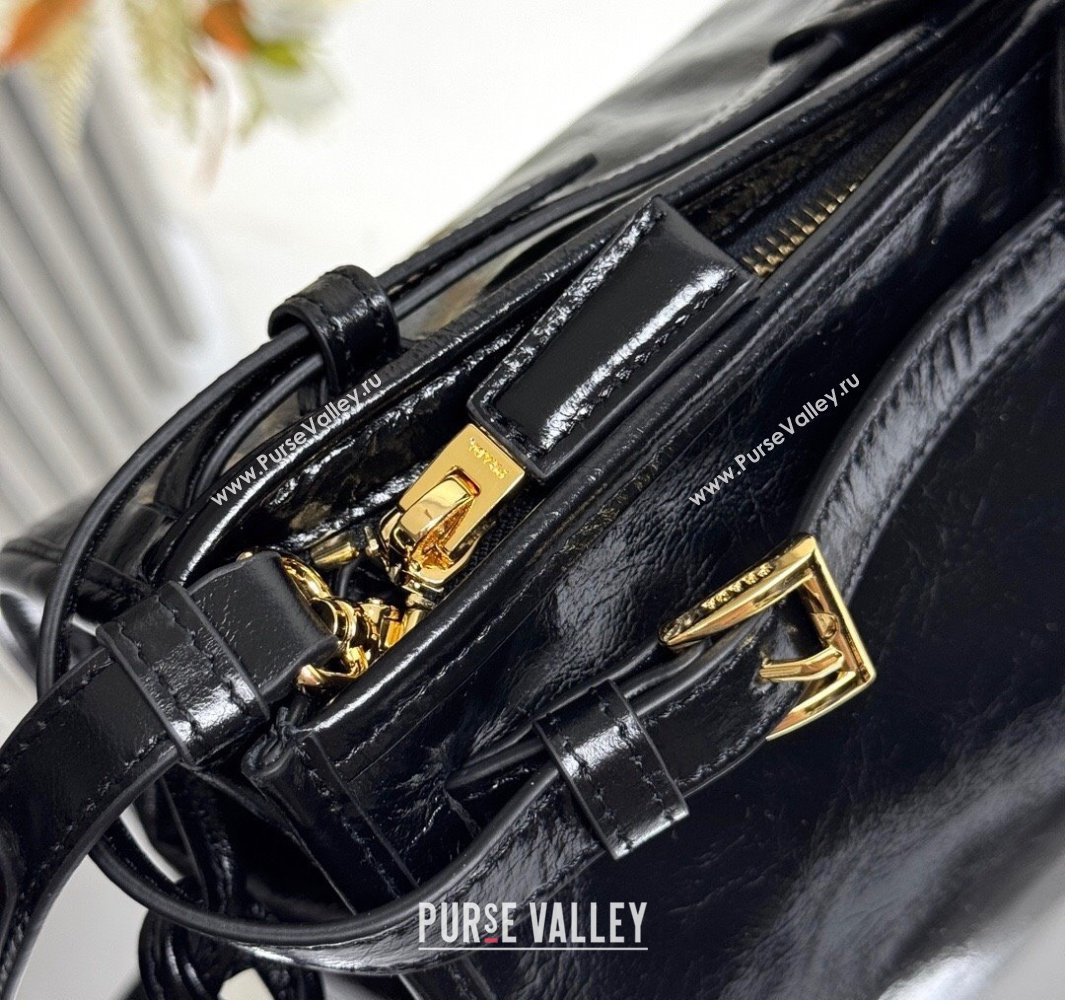 Prada Bonnie extra large shiny leather handbag Black 2025 1BA439 (YZ-250521019)