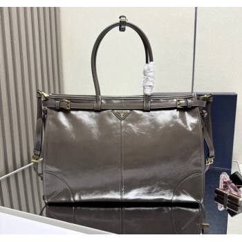 Prada Bonnie extra large leather handbag Grey 2025 1BA439 (YZ-250521020)