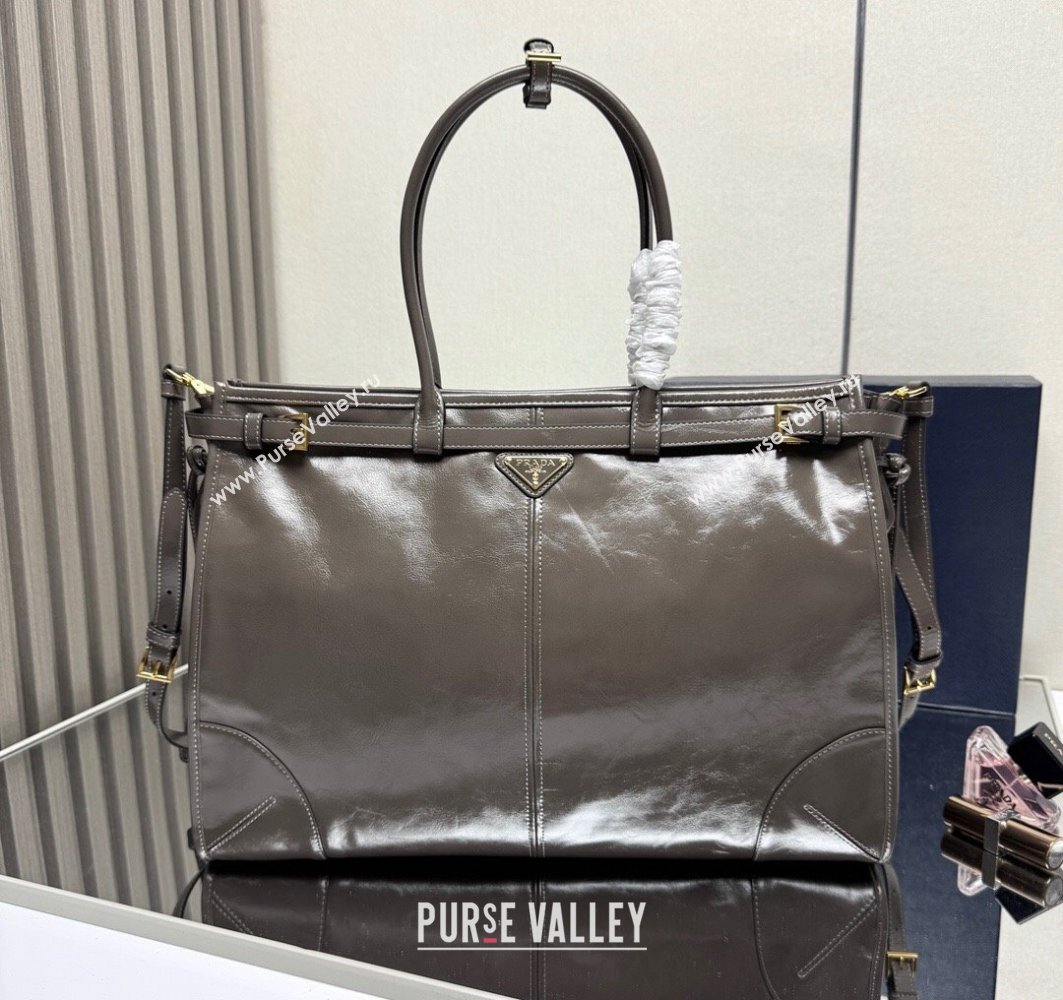 Prada Bonnie extra large leather handbag Grey 2025 1BA439 (YZ-250521020)