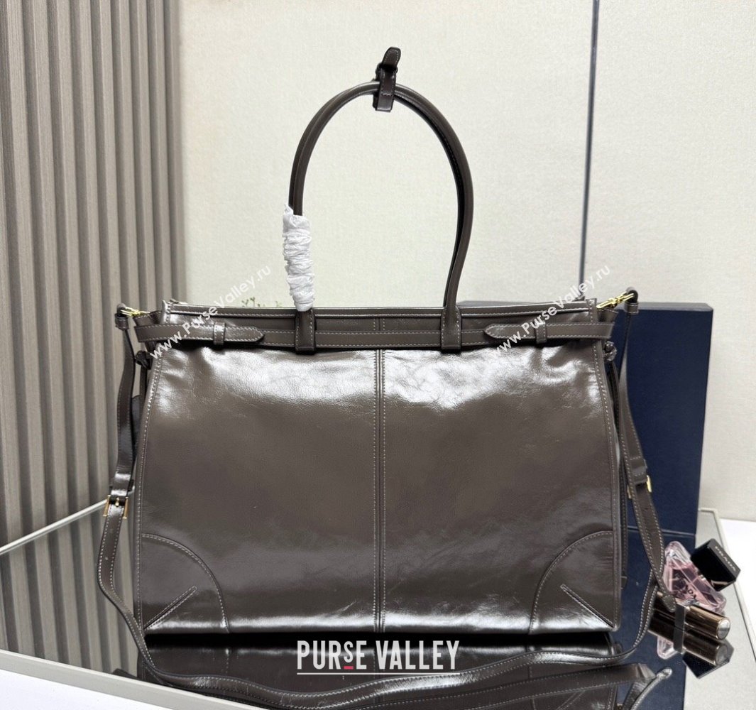 Prada Bonnie extra large leather handbag Grey 2025 1BA439 (YZ-250521020)