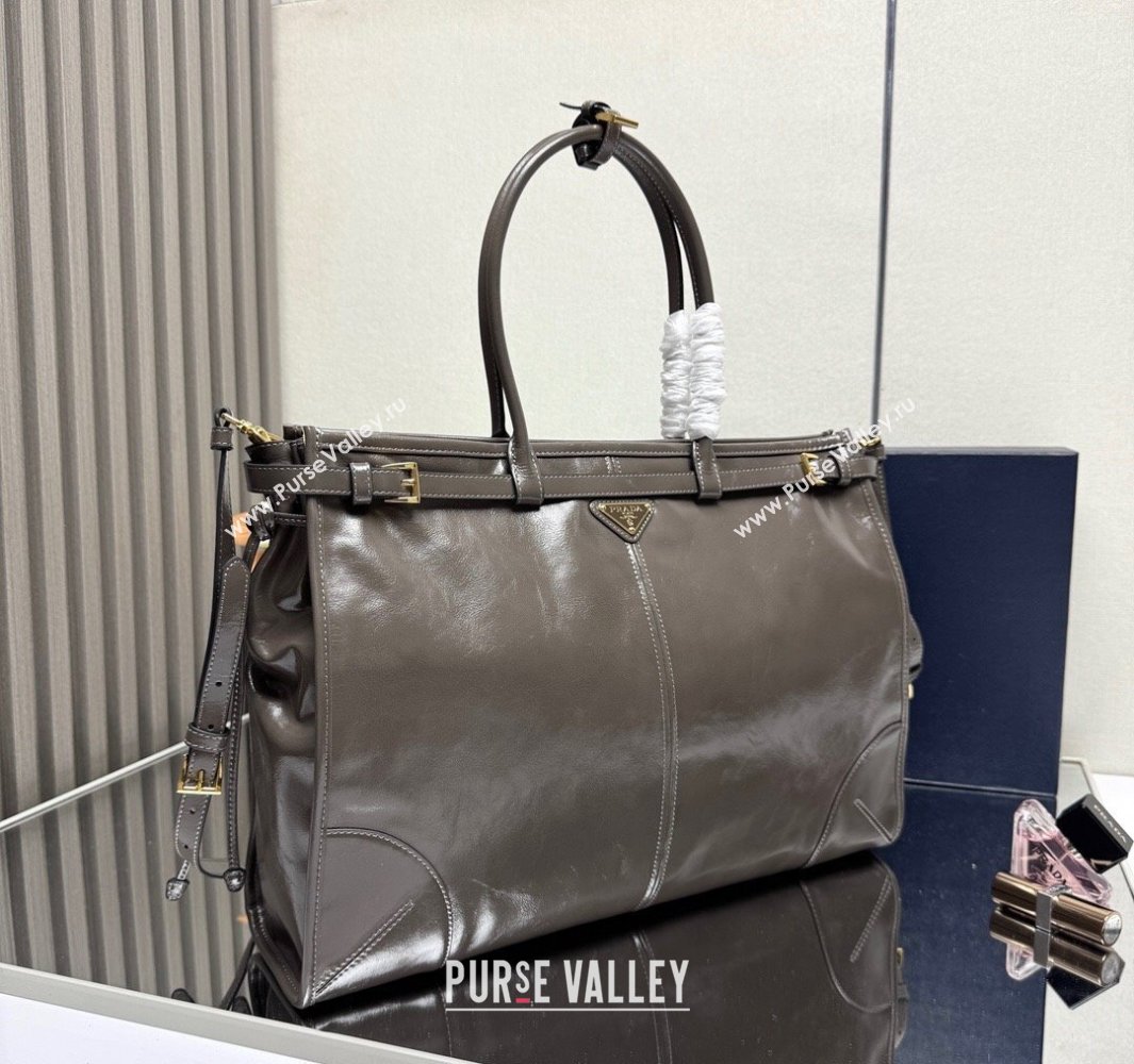 Prada Bonnie extra large leather handbag Grey 2025 1BA439 (YZ-250521020)