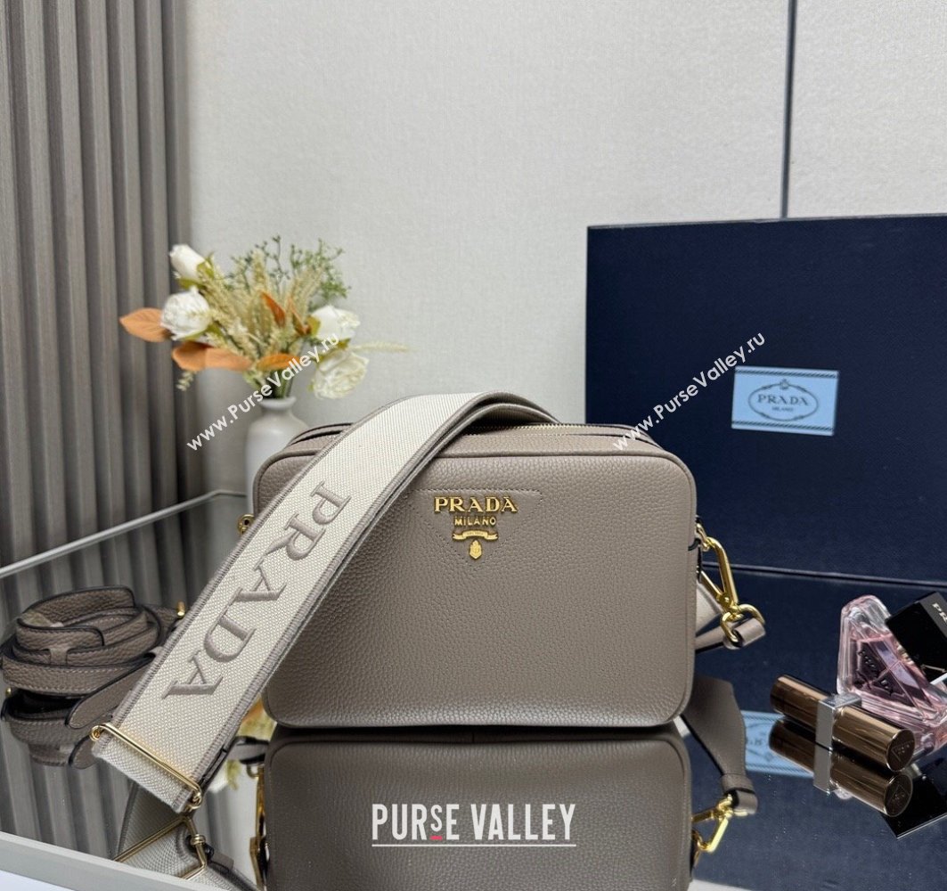 Prada Small leather shoulder bag 1BH082 Clay Grey 2025 (YZ-250521002)