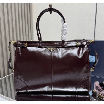 Prada Bonnie extra large leather handbag Dark Brown 2025 1BA439 (YZ-250521021)
