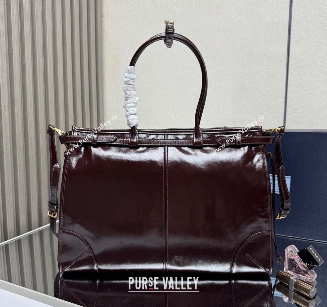 Prada Bonnie extra large leather handbag Dark Brown 2025 1BA439 (YZ-250521021)