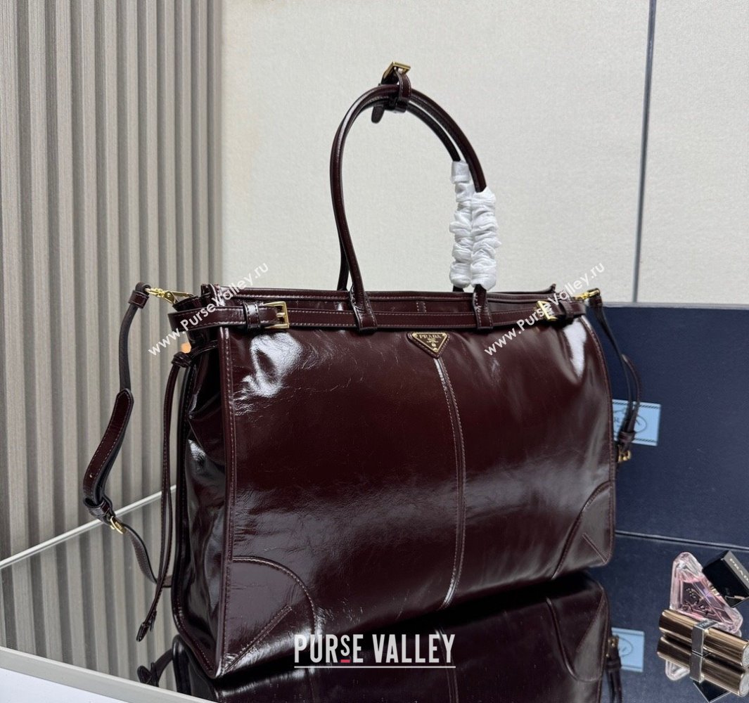 Prada Bonnie extra large leather handbag Dark Brown 2025 1BA439 (YZ-250521021)