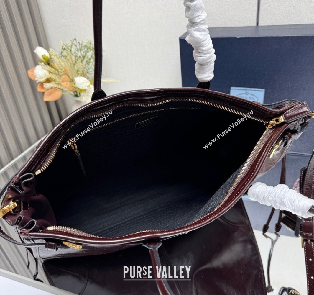 Prada Bonnie extra large leather handbag Dark Brown 2025 1BA439 (YZ-250521021)
