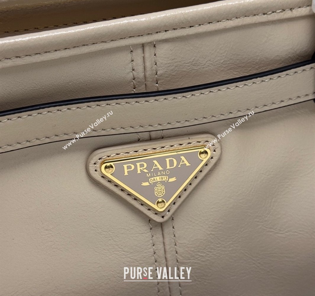 Prada Bonnie extra large leather handbag Light Beige 2025 1BA439 (YZ-250521022)