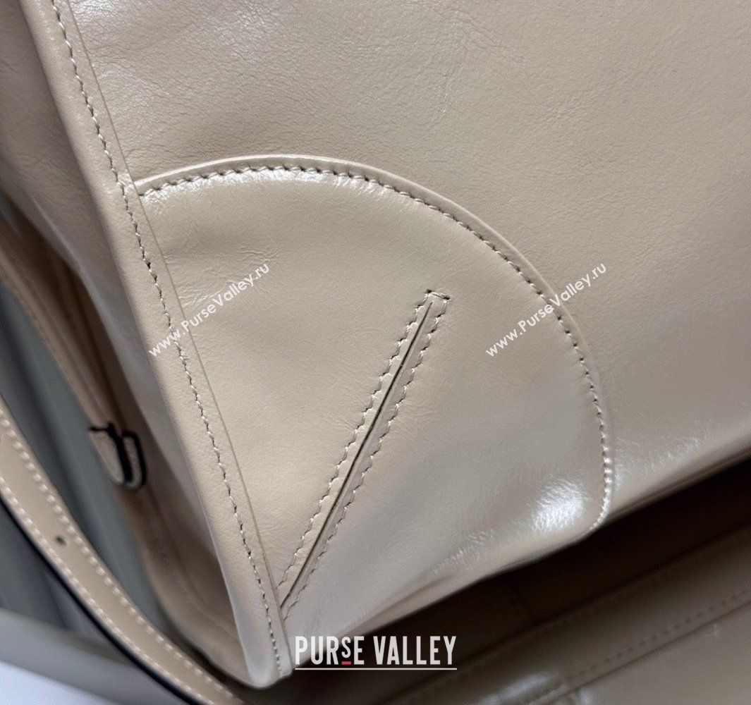 Prada Bonnie extra large leather handbag Light Beige 2025 1BA439 (YZ-250521022)