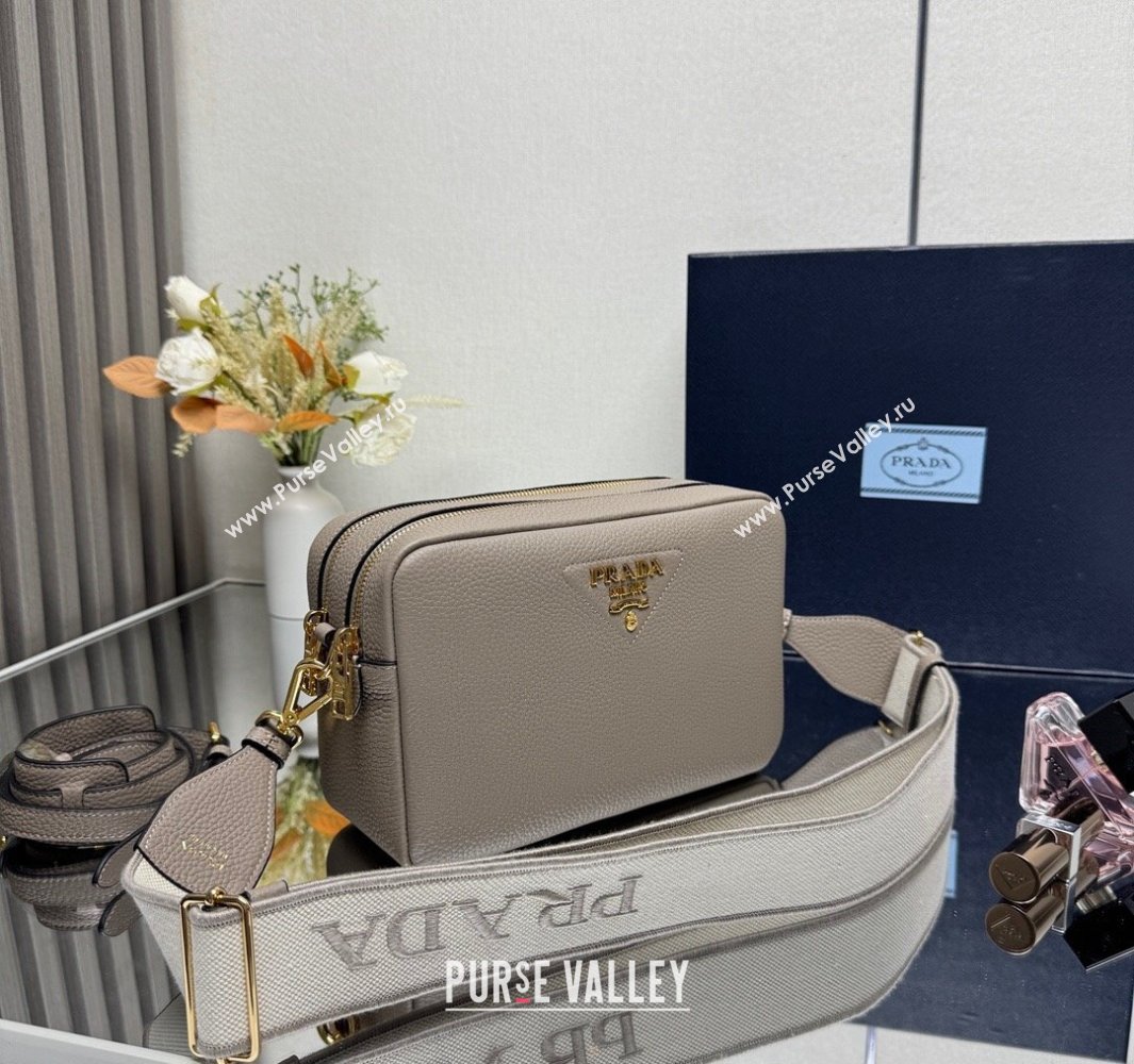 Prada Small leather shoulder bag 1BH082 Clay Grey 2025 (YZ-250521002)