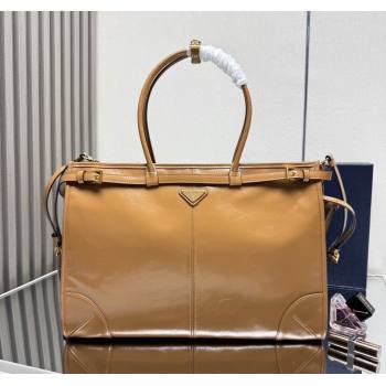 Prada Bonnie extra large leather handbag Light Brown 2025 1BA439 (YZ-250521024)