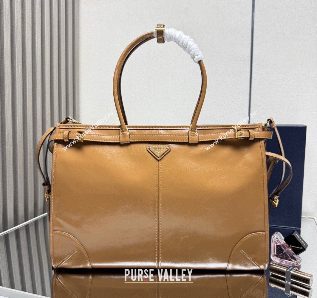 Prada Bonnie extra large leather handbag Light Brown 2025 1BA439 (YZ-250521024)