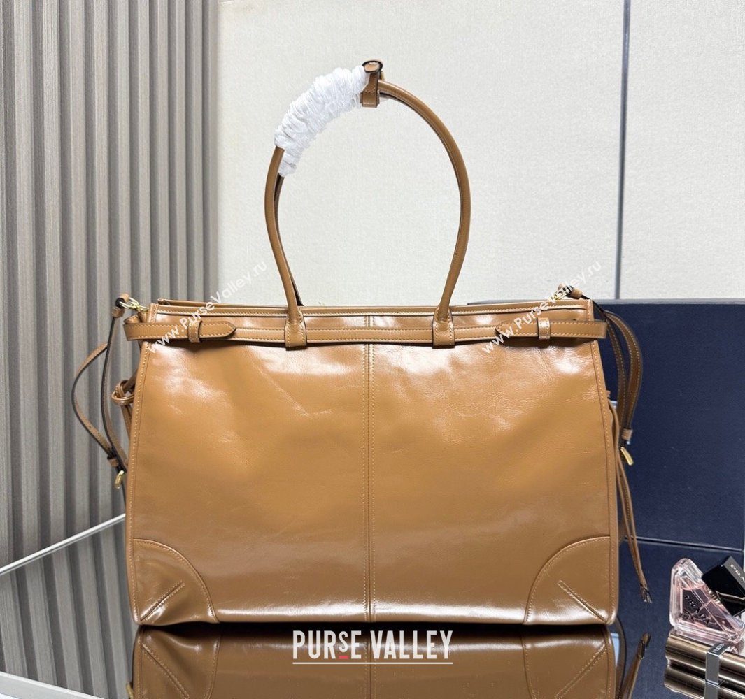 Prada Bonnie extra large leather handbag Light Brown 2025 1BA439 (YZ-250521024)