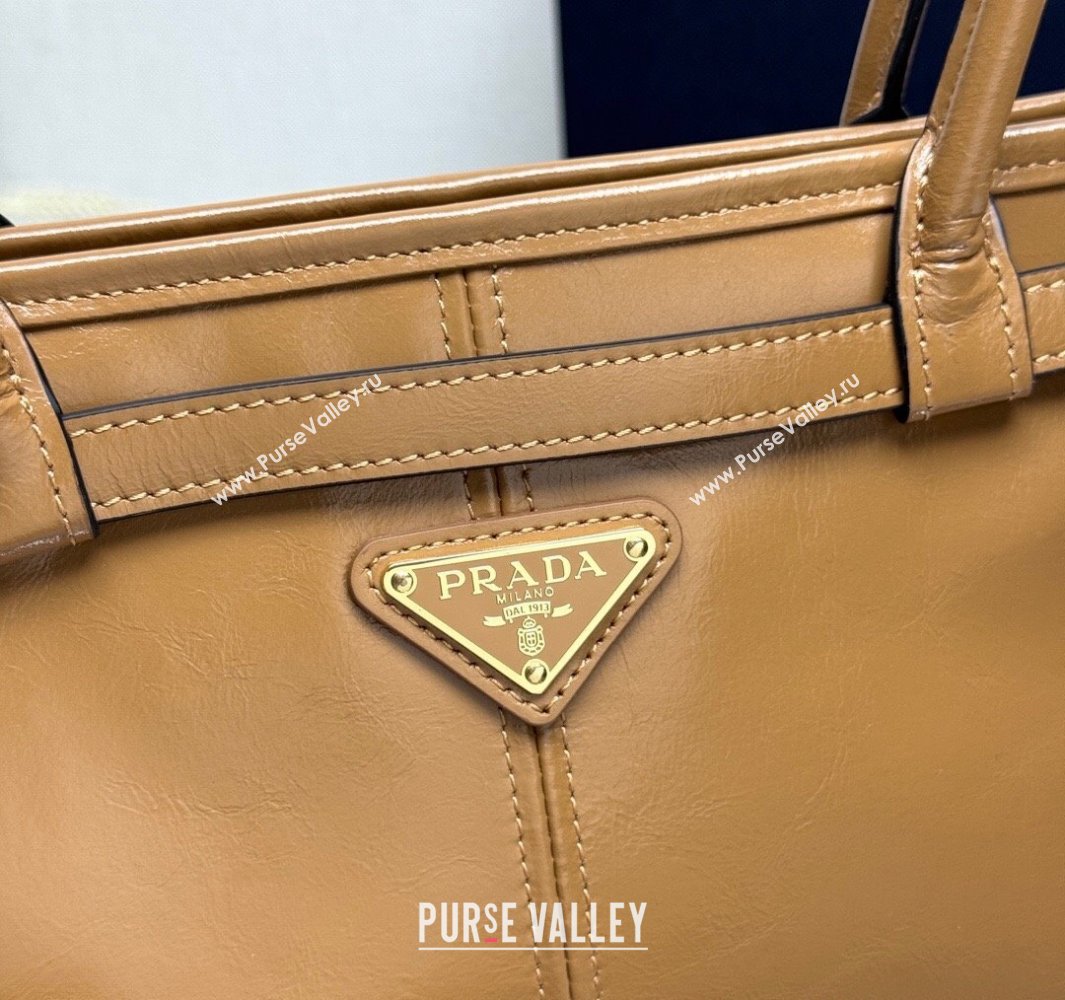 Prada Bonnie extra large leather handbag Light Brown 2025 1BA439 (YZ-250521024)