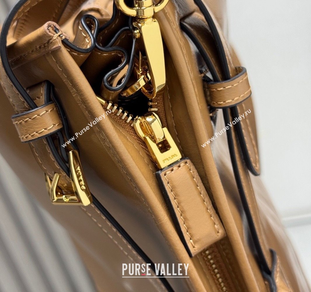 Prada Bonnie extra large leather handbag Light Brown 2025 1BA439 (YZ-250521024)
