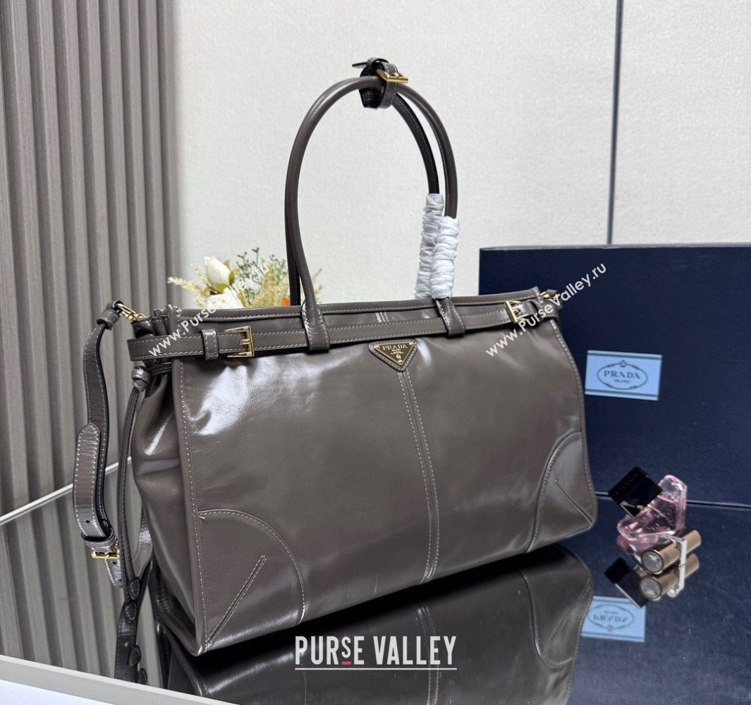 Prada Bonnie large leather handbag 1BA433 Dark Grey 2025 (YZ-250521026)