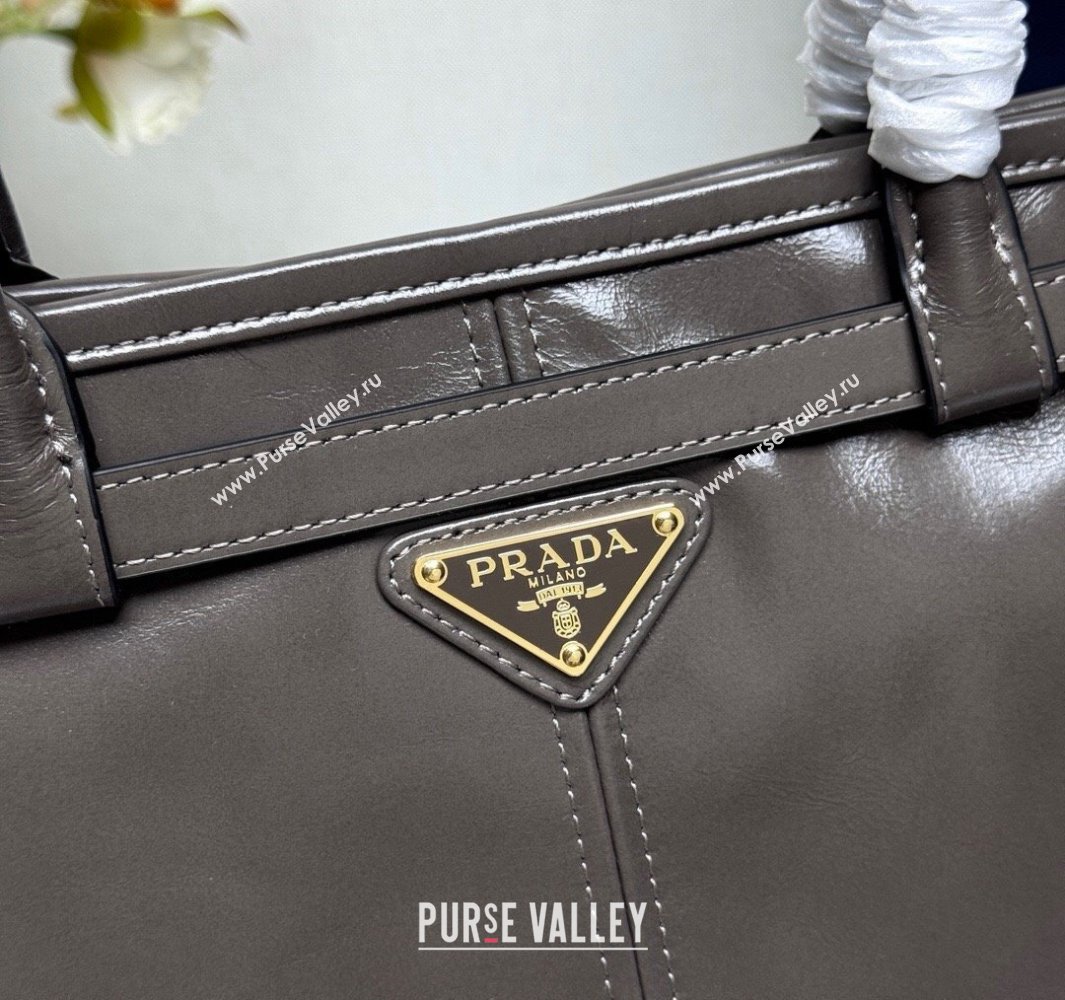 Prada Bonnie large leather handbag 1BA433 Dark Grey 2025 (YZ-250521026)