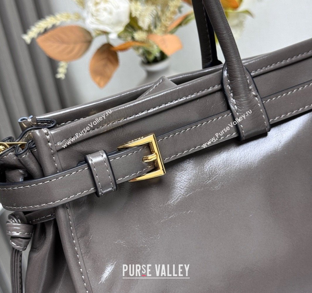 Prada Bonnie large leather handbag 1BA433 Dark Grey 2025 (YZ-250521026)