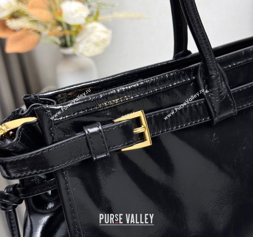 Prada Bonnie large leather handbag 1BA433 Black 2025 (YZ-250521027)