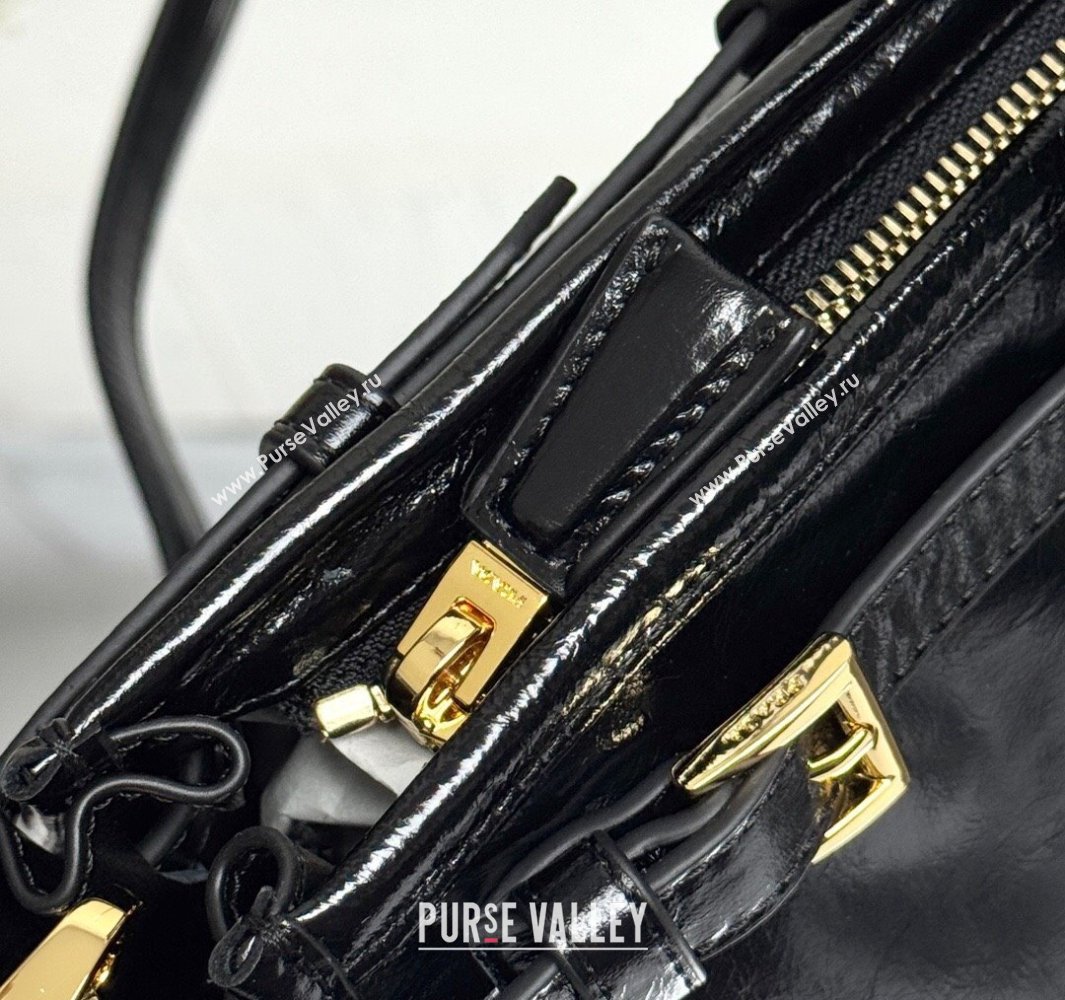 Prada Bonnie large leather handbag 1BA433 Black 2025 (YZ-250521027)