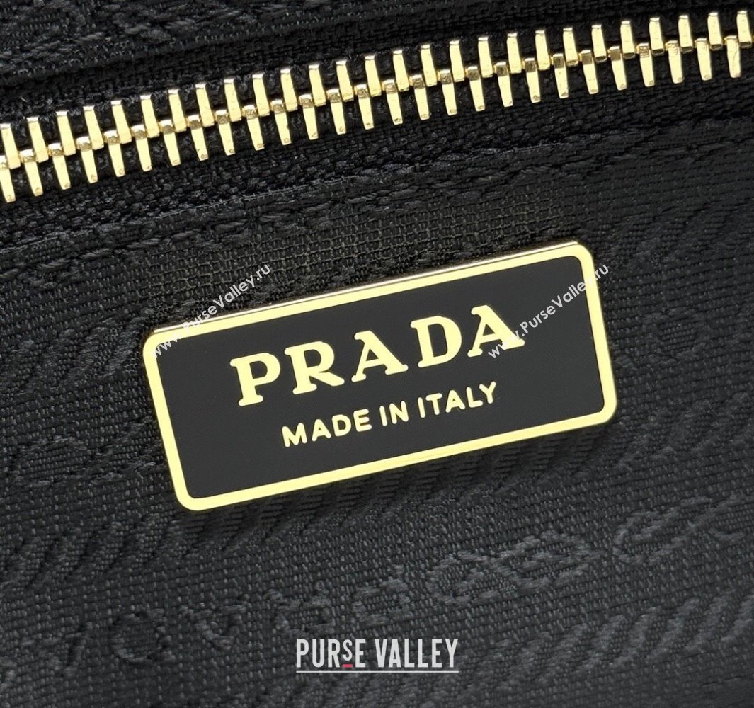 Prada Bonnie large leather handbag 1BA433 Black 2025 (YZ-250521027)