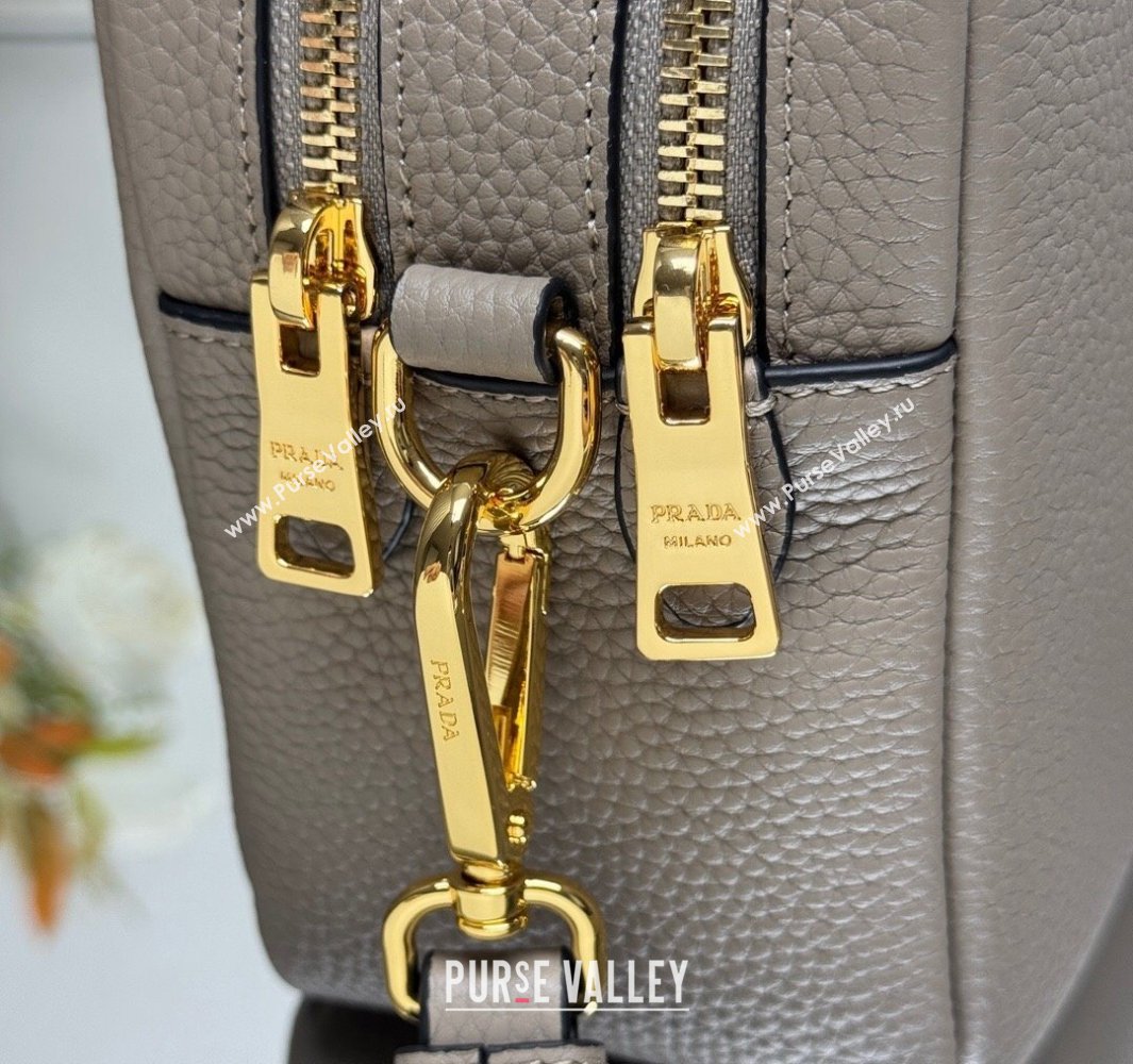 Prada Small leather shoulder bag 1BH082 Clay Grey 2025 (YZ-250521002)