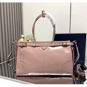 Prada Bonnie large leather handbag 1BA433 Light Pink 2025 (YZ-250521028)