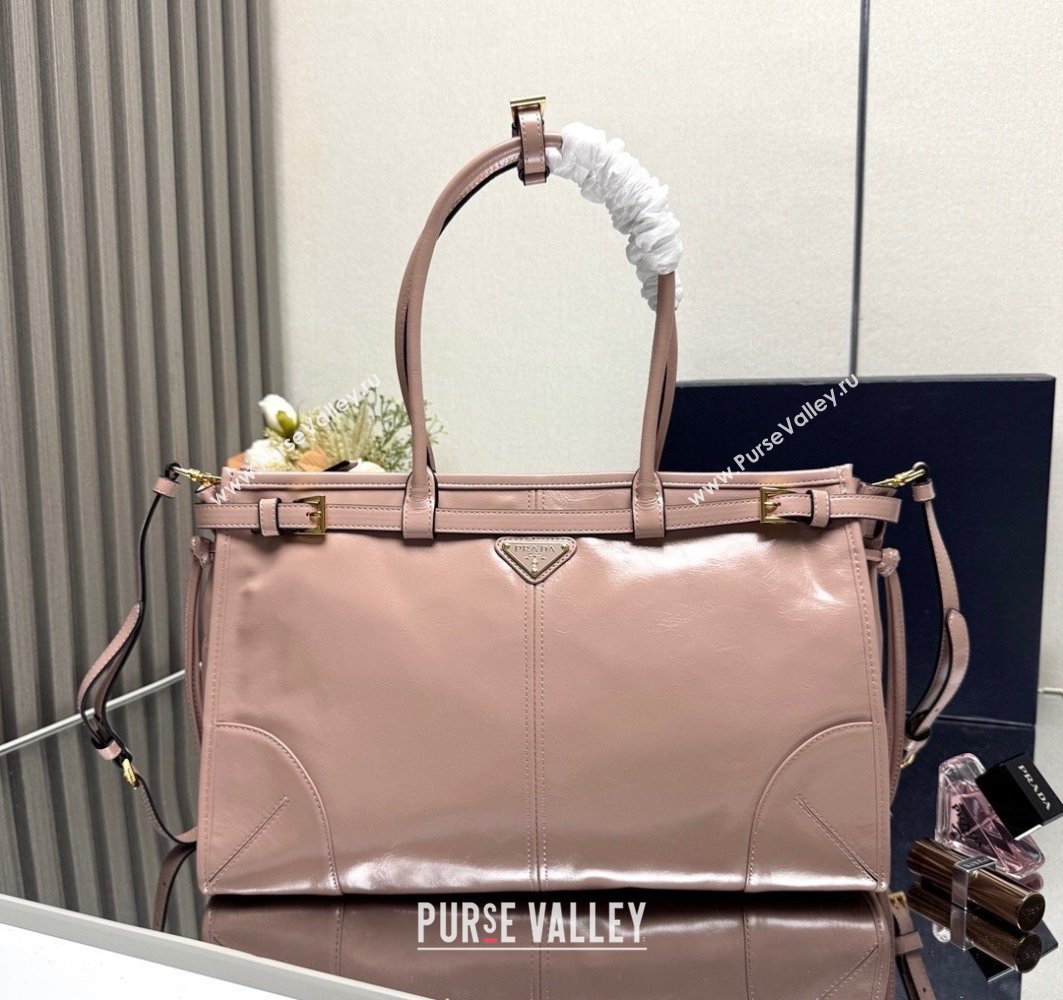 Prada Bonnie large leather handbag 1BA433 Light Pink 2025 (YZ-250521028)