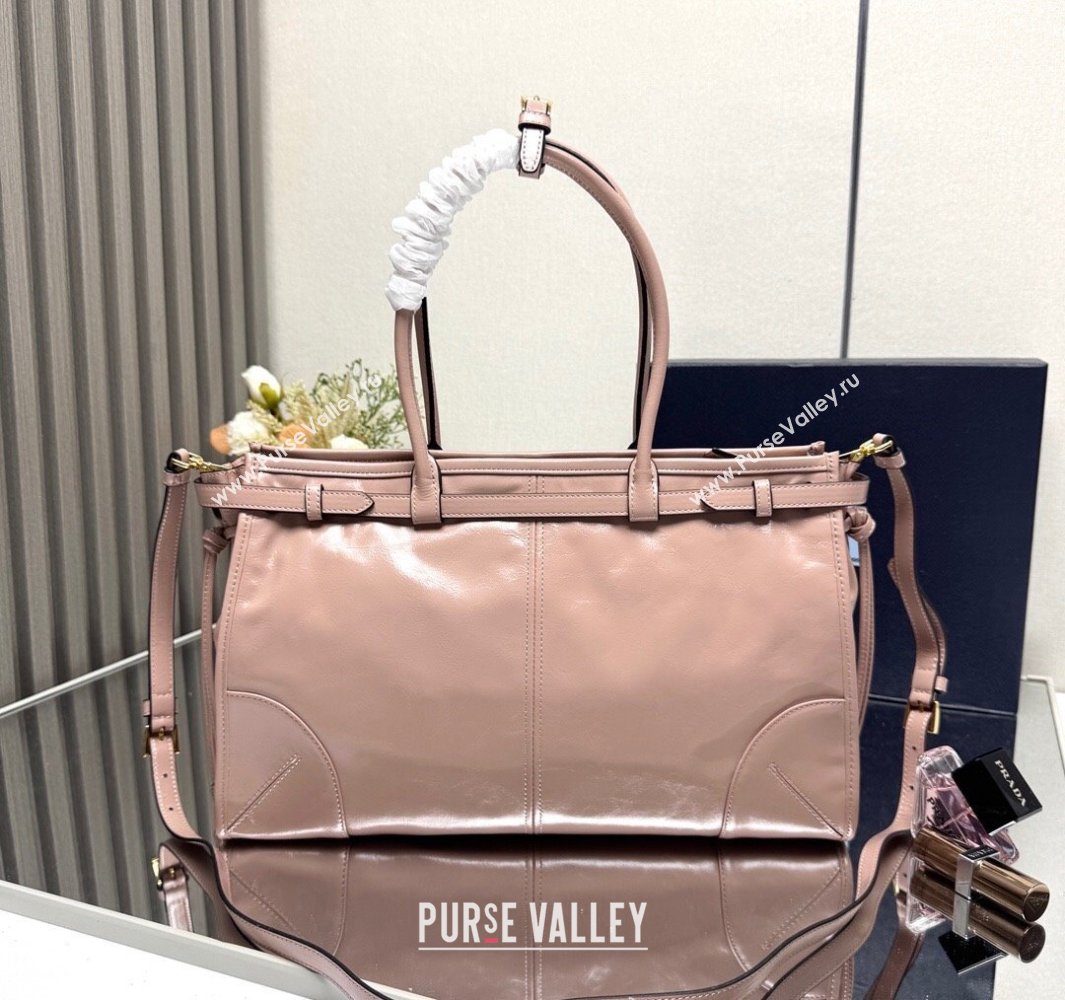 Prada Bonnie large leather handbag 1BA433 Light Pink 2025 (YZ-250521028)