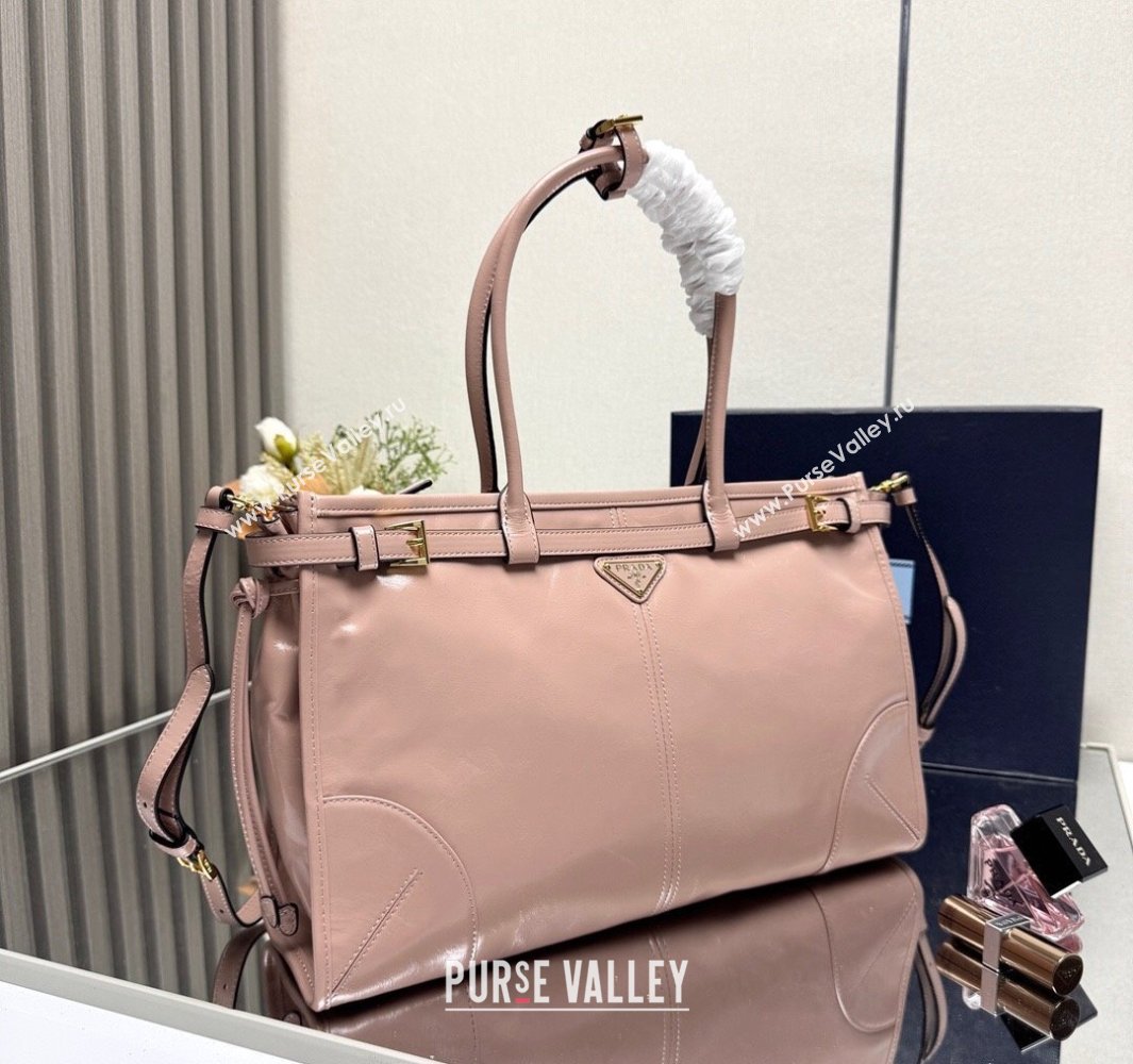 Prada Bonnie large leather handbag 1BA433 Light Pink 2025 (YZ-250521028)