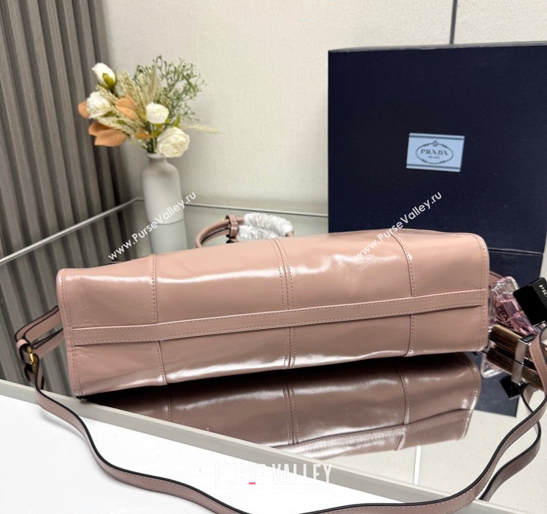 Prada Bonnie large leather handbag 1BA433 Light Pink 2025 (YZ-250521028)