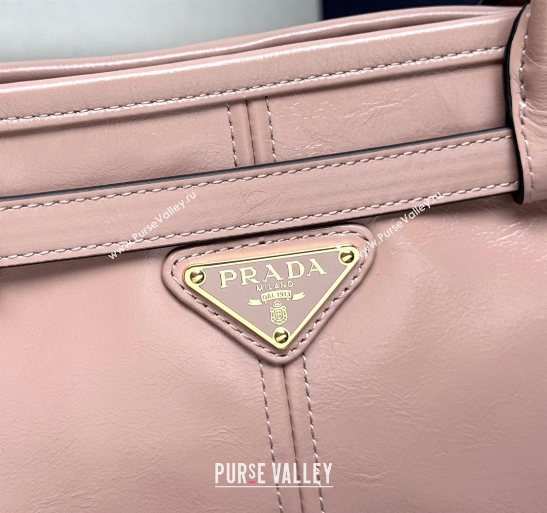 Prada Bonnie large leather handbag 1BA433 Light Pink 2025 (YZ-250521028)