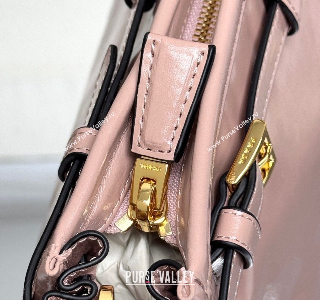 Prada Bonnie large leather handbag 1BA433 Light Pink 2025 (YZ-250521028)