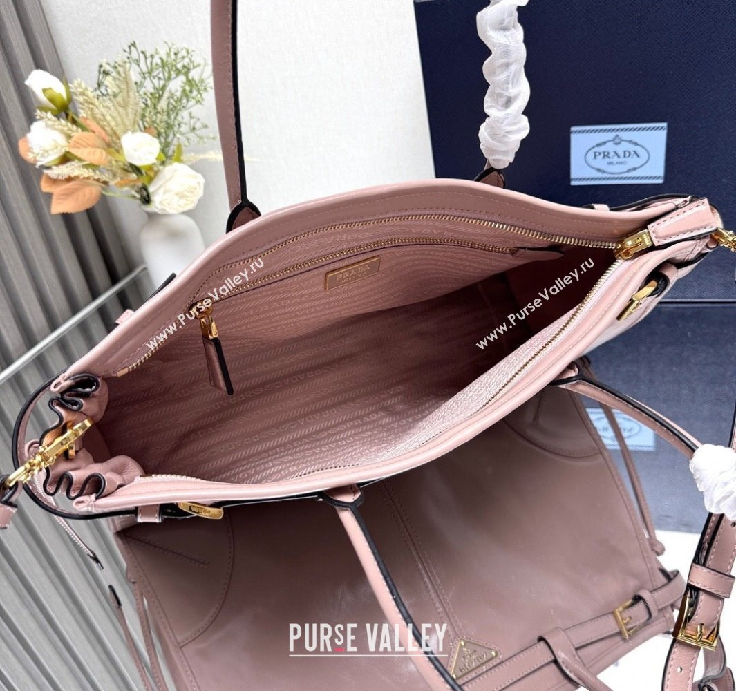 Prada Bonnie large leather handbag 1BA433 Light Pink 2025 (YZ-250521028)