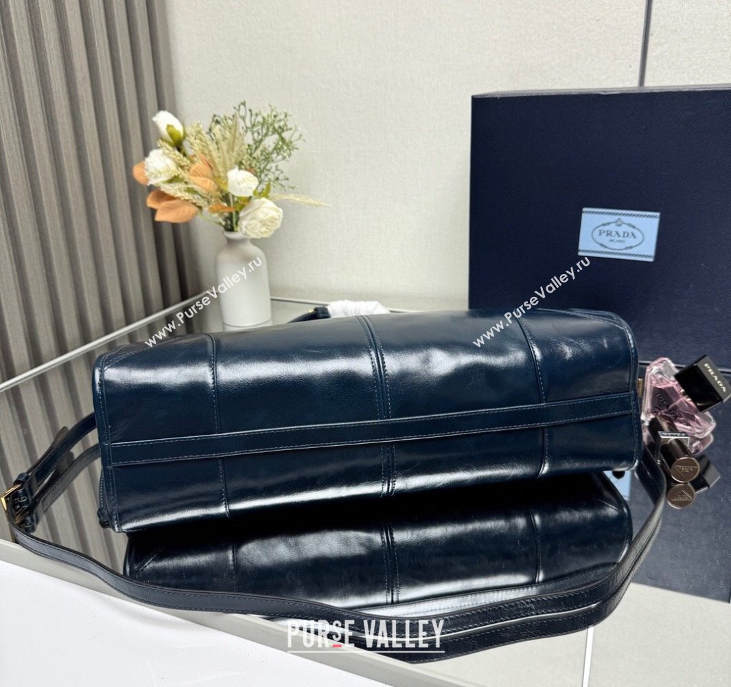 Prada Bonnie large leather handbag 1BA433 Dark Blue 2025 (YZ-250521029)