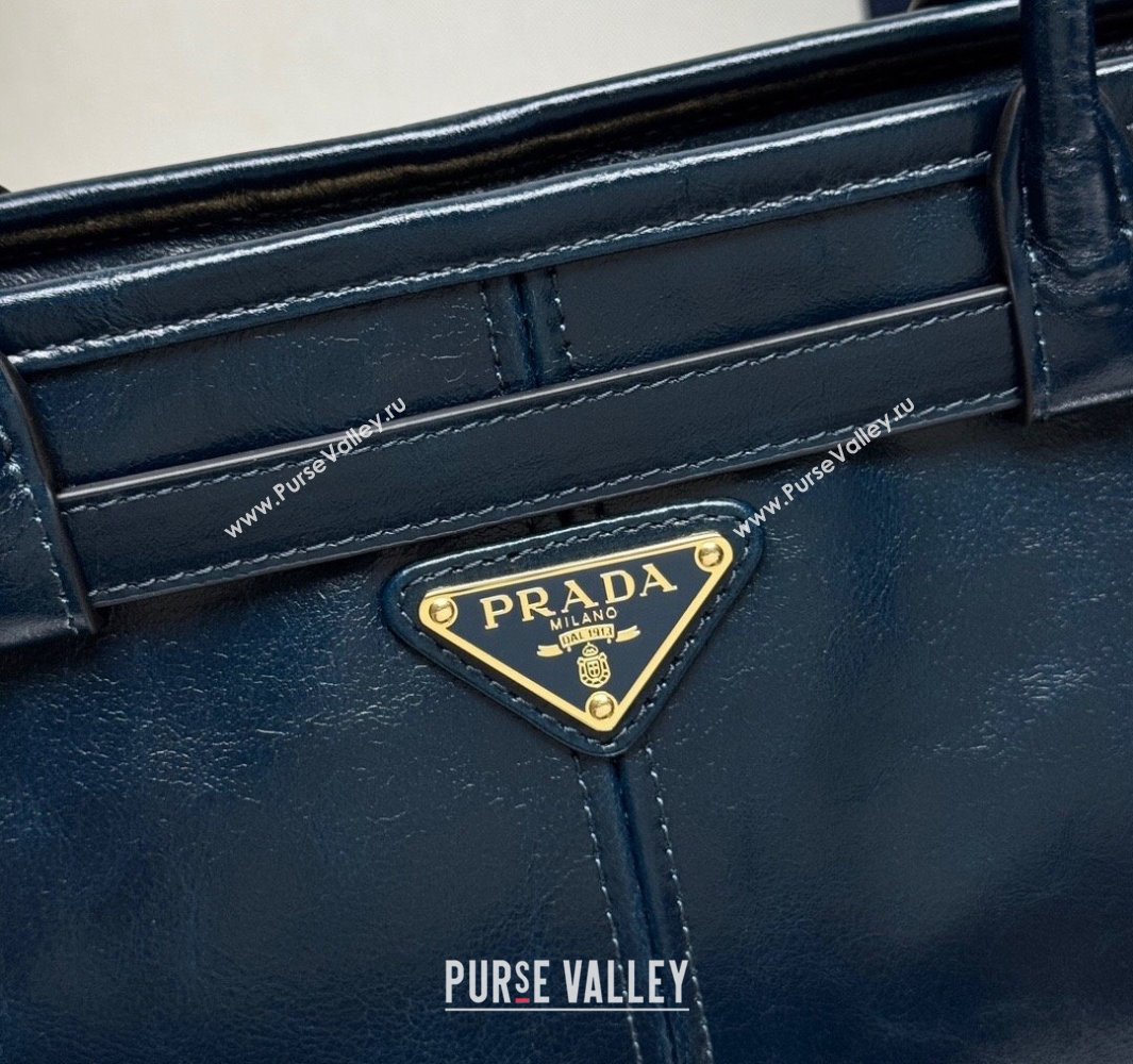 Prada Bonnie large leather handbag 1BA433 Dark Blue 2025 (YZ-250521029)