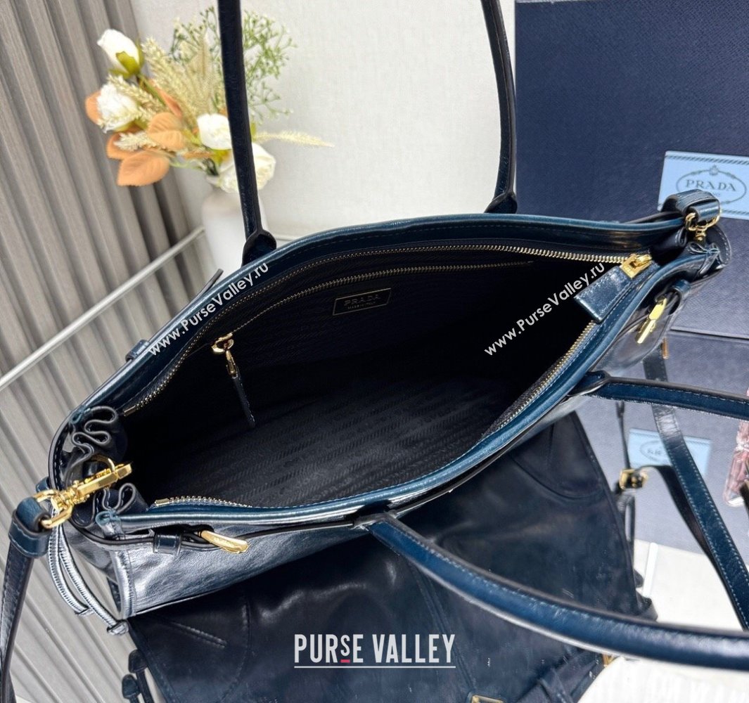Prada Bonnie large leather handbag 1BA433 Dark Blue 2025 (YZ-250521029)