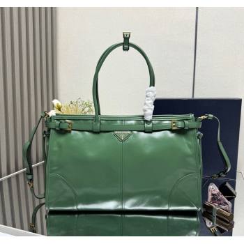 Prada Bonnie large leather handbag 1BA433 Light Green 2025 (YZ-250521030)