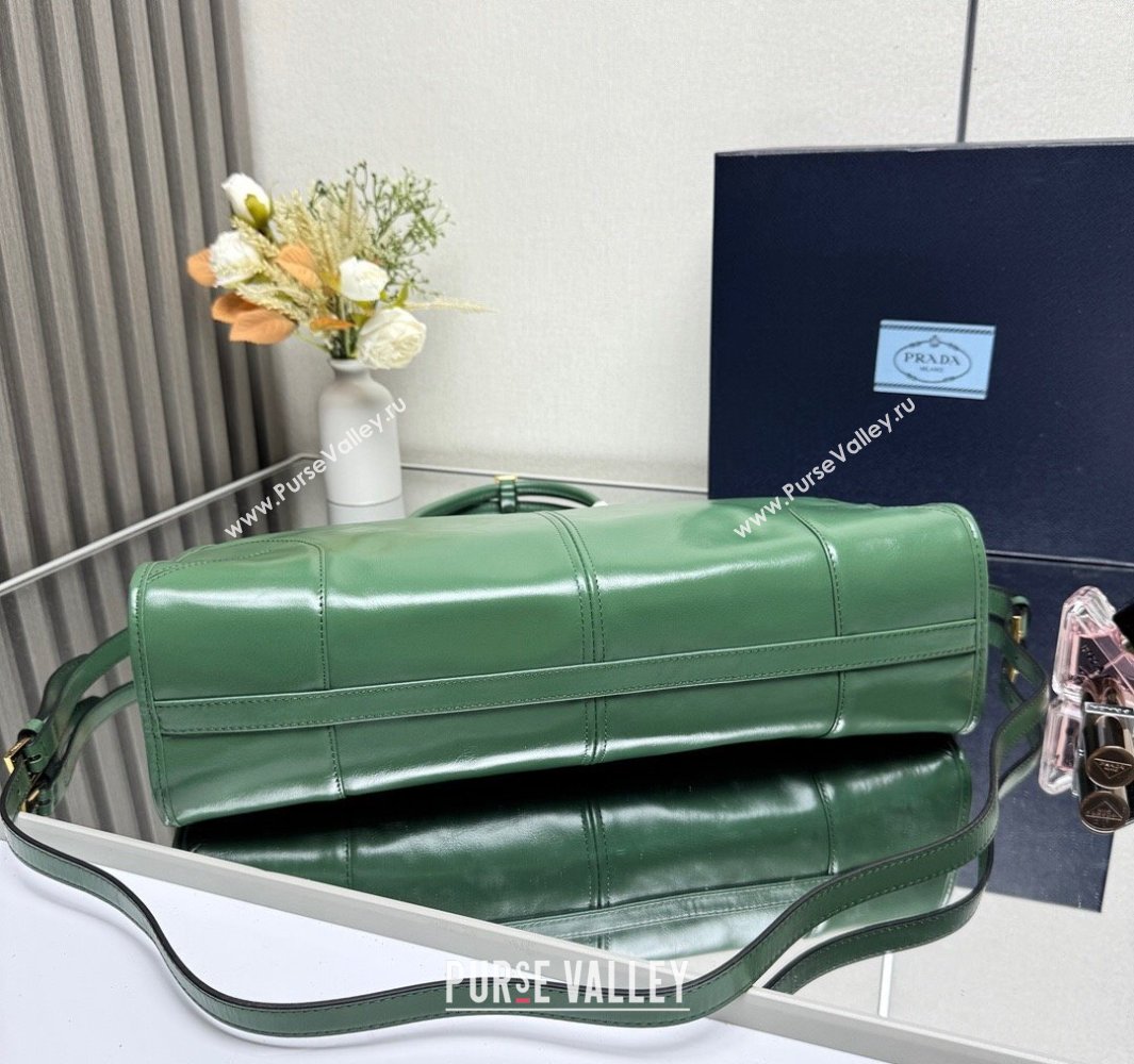 Prada Bonnie large leather handbag 1BA433 Light Green 2025 (YZ-250521030)