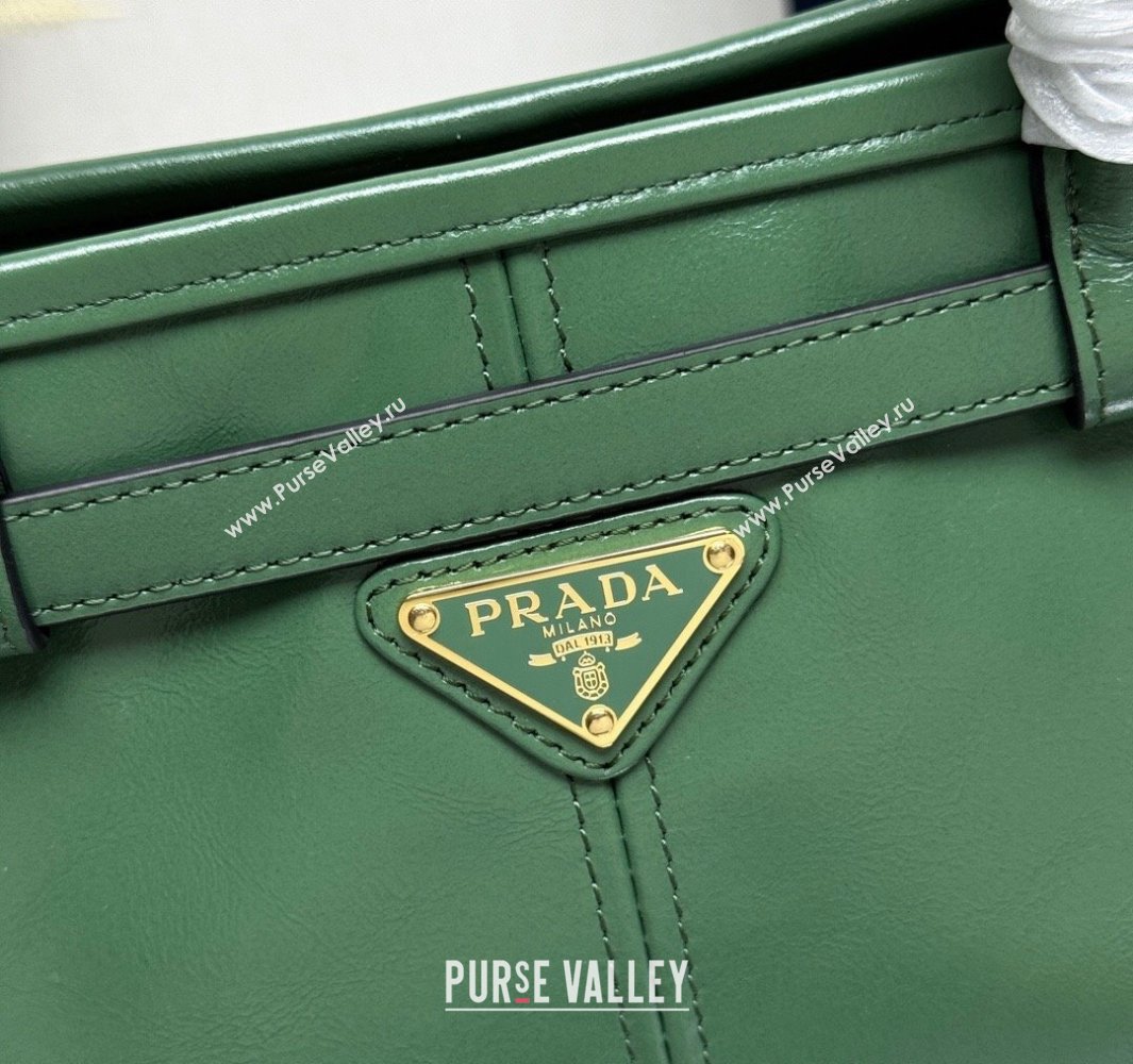 Prada Bonnie large leather handbag 1BA433 Light Green 2025 (YZ-250521030)