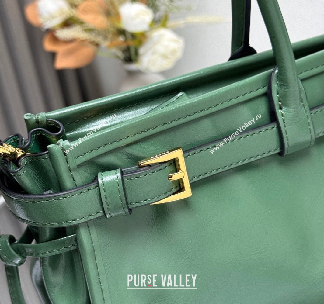 Prada Bonnie large leather handbag 1BA433 Light Green 2025 (YZ-250521030)