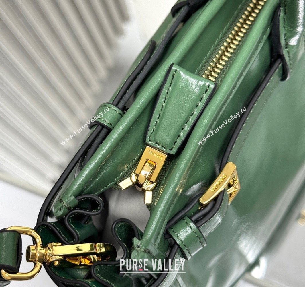 Prada Bonnie large leather handbag 1BA433 Light Green 2025 (YZ-250521030)