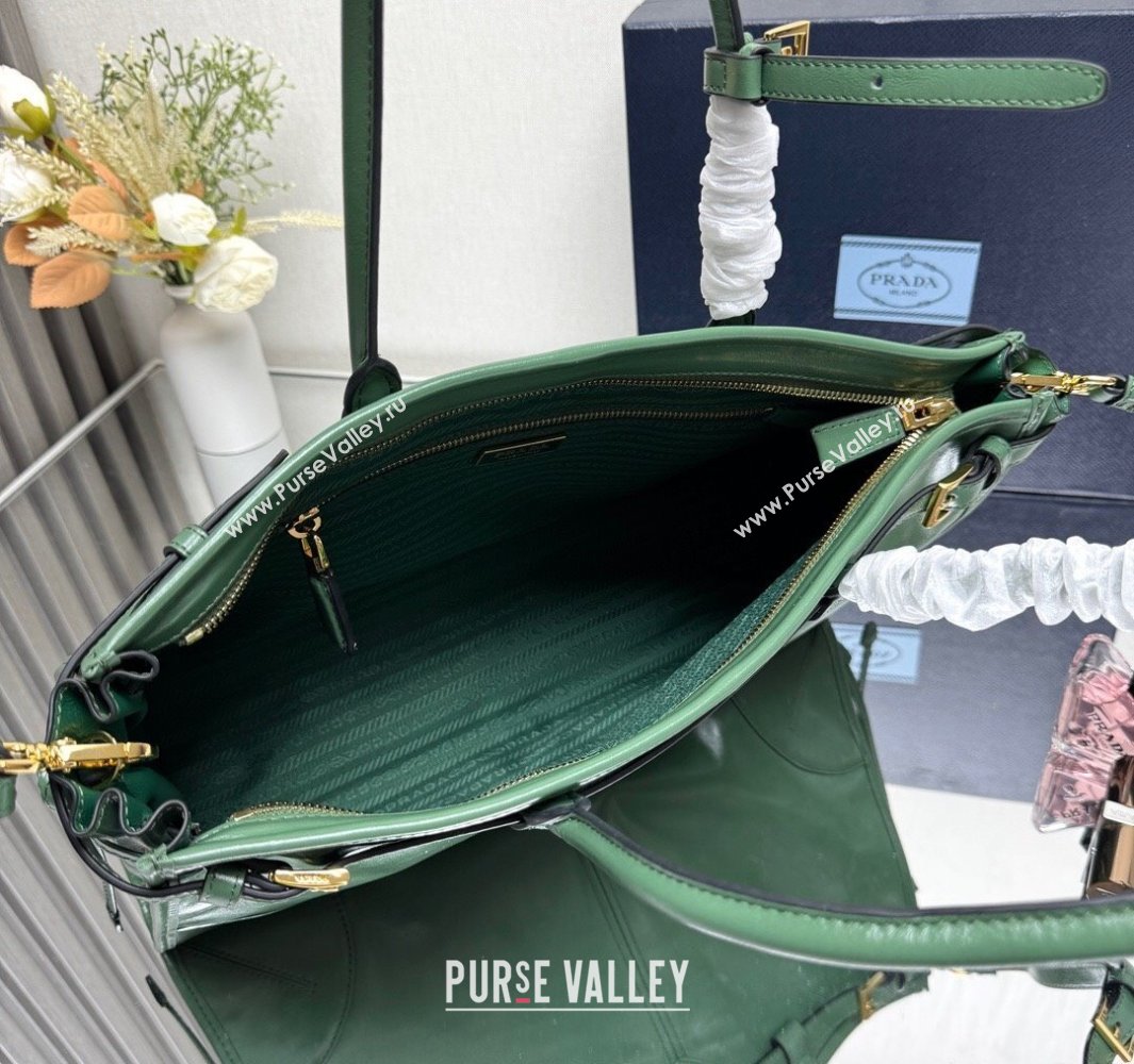 Prada Bonnie large leather handbag 1BA433 Light Green 2025 (YZ-250521030)