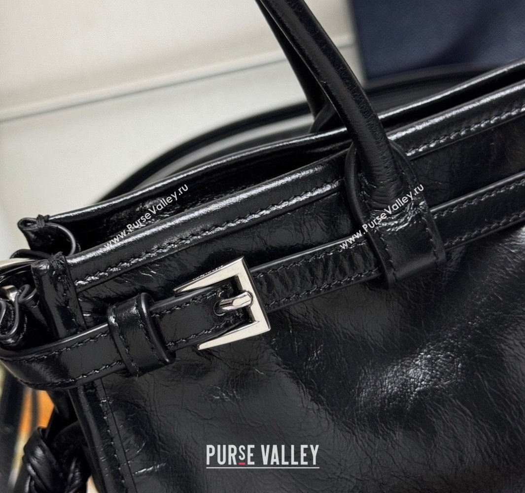 Prada Bonnie medium leather handbag Black/Silver 2025 1BA426 (YZ-250521039)