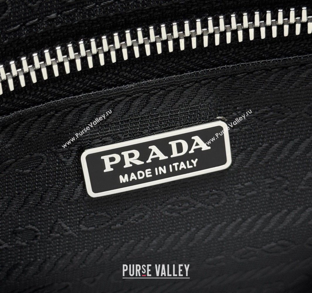 Prada Bonnie medium leather handbag Black/Silver 2025 1BA426 (YZ-250521039)