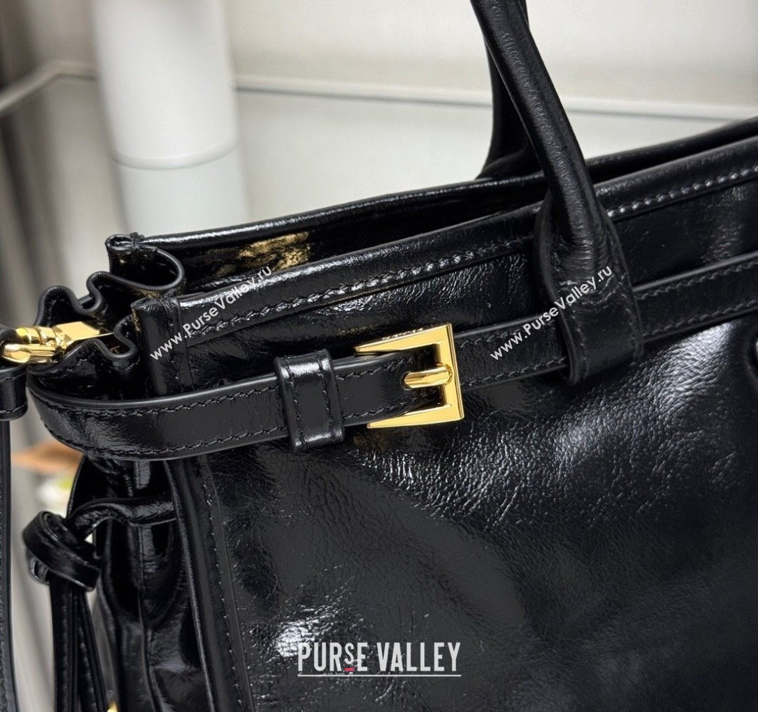 Prada Bonnie medium leather handbag Black/Gold 2025 1BA426 (YZ-250521040)